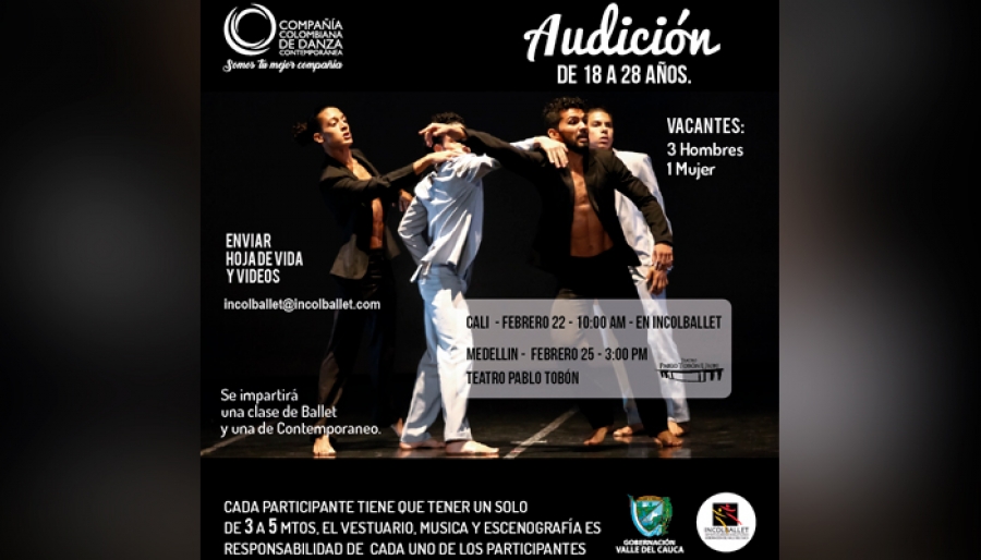 Audiciones para danza contemporánea - Compañía Colombiana de Danza Contemporánea